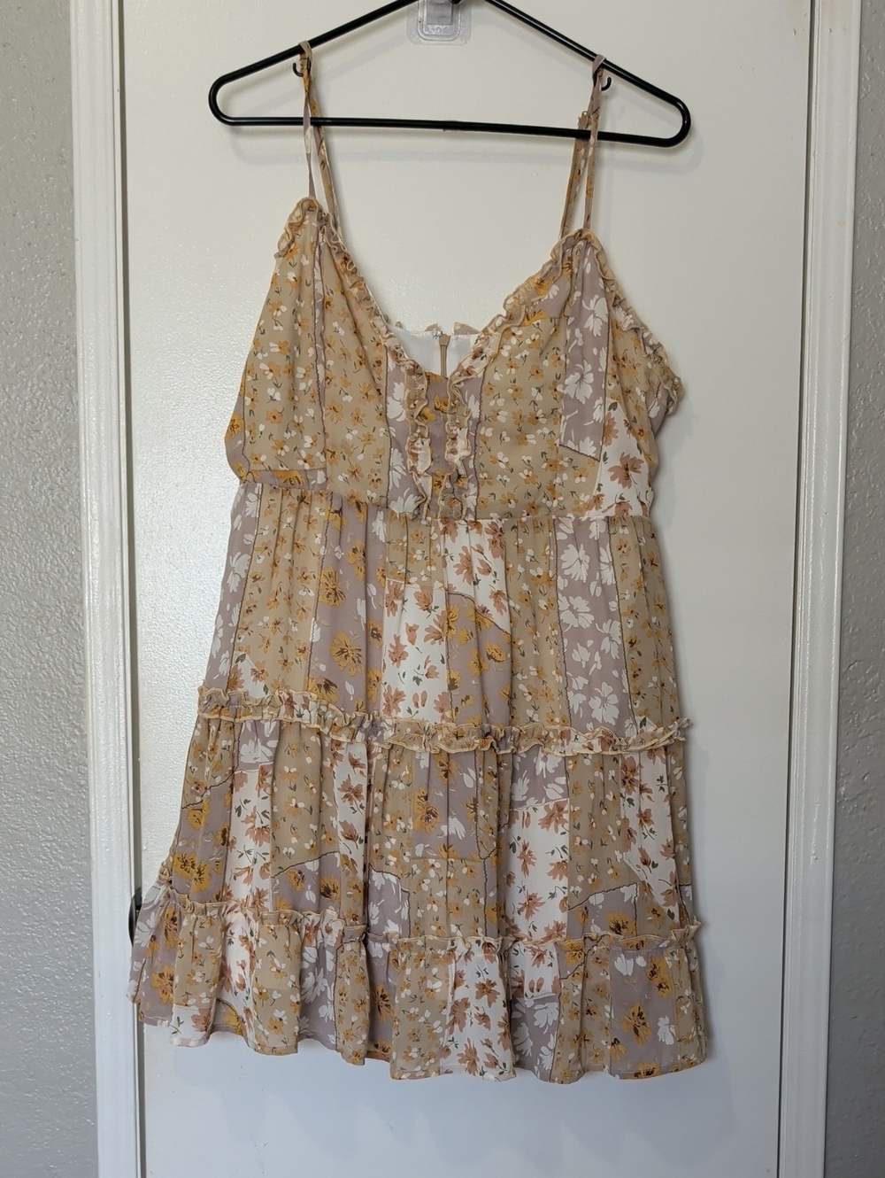 Love Riche Yellow Floral Ruffled Sundress Large